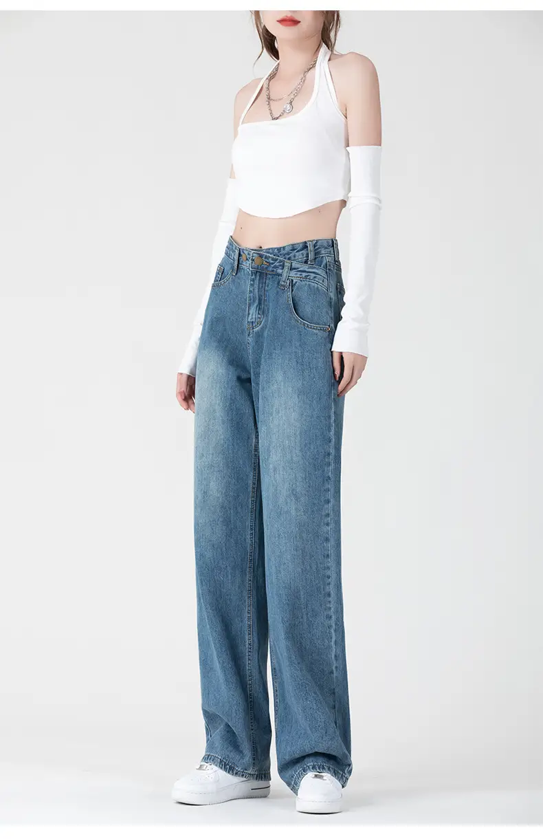 Dark Blue Slim Fit Wide Leg Jeans for Women Summer 2026 — feature 13