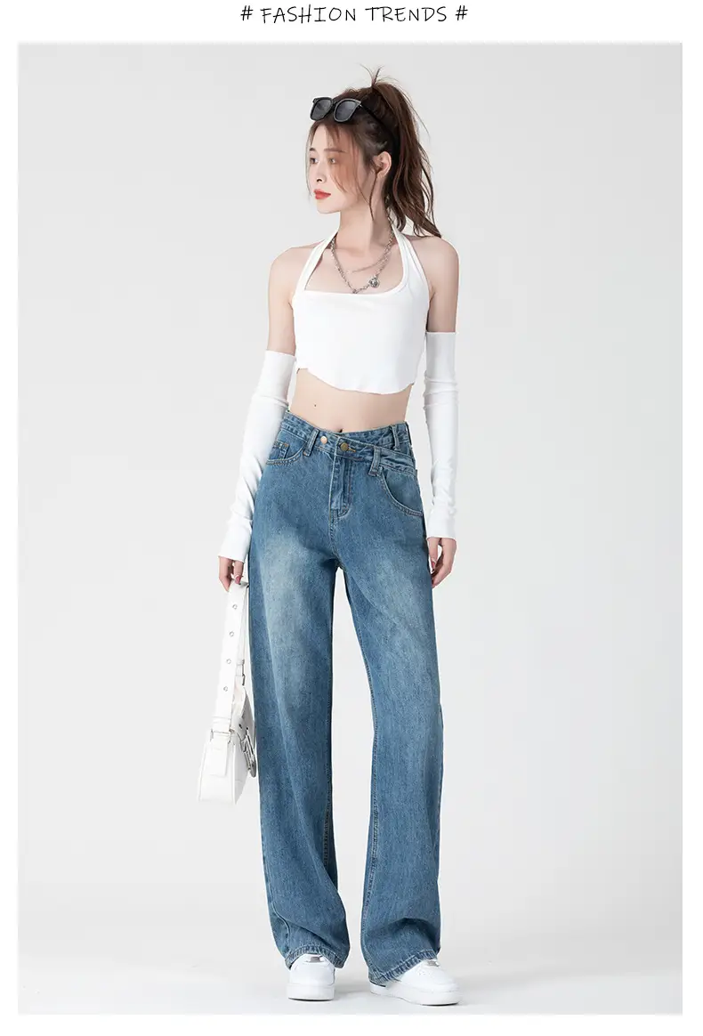 Dark Blue Slim Fit Wide Leg Jeans for Women Summer 2026 — feature 15