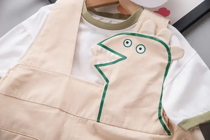 Boys Cotton Summer Strap Suit Green Yellow — feature 17