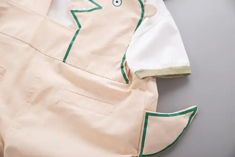 Boys Cotton Summer Strap Suit Green Yellow — feature 18