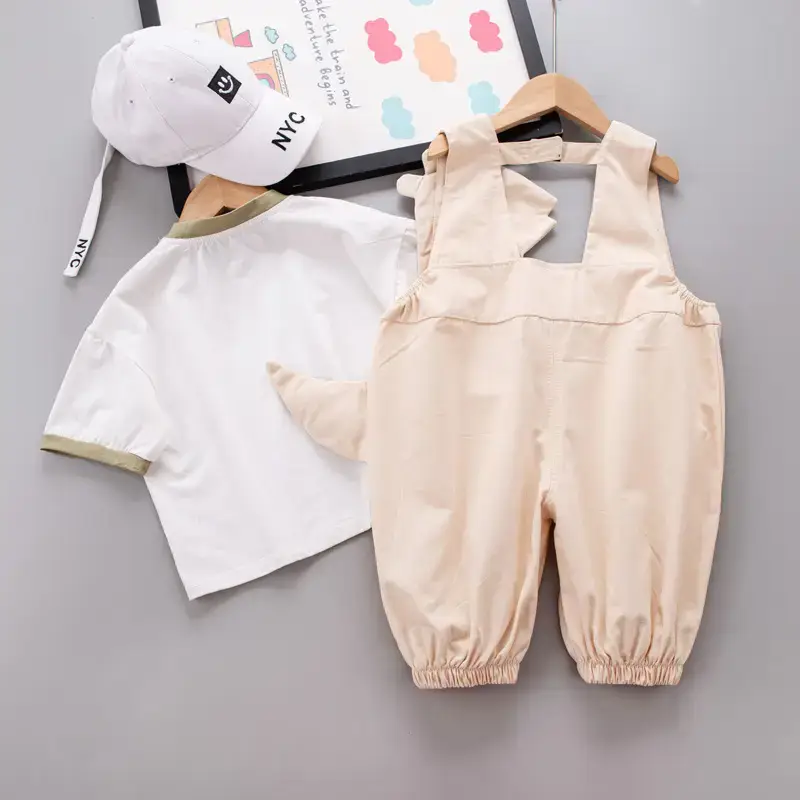 Boys Cotton Summer Strap Suit Green Yellow — feature 5