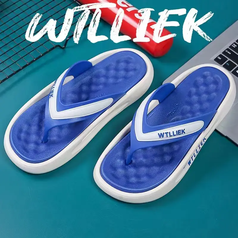 Men's Black White WWLIER Flip Flops Summer - Image 6