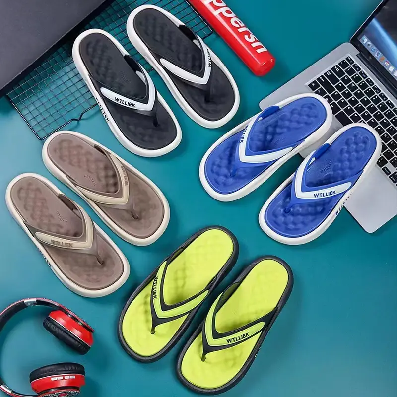 Men's Black White WWLIER Flip Flops Summer - Image 7