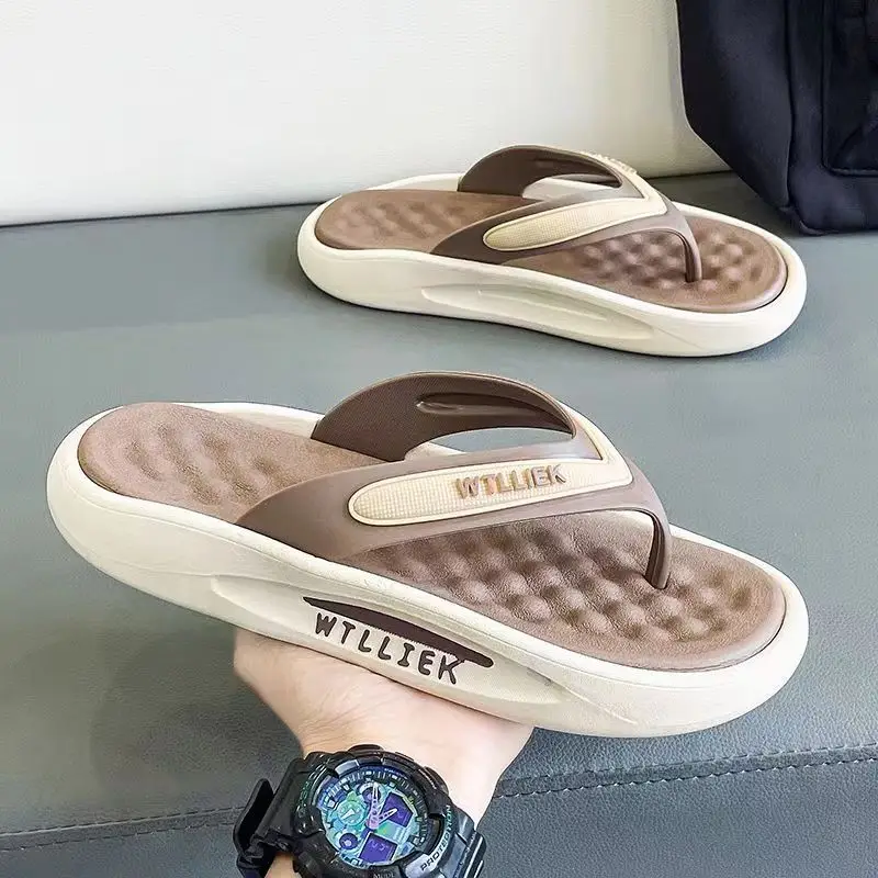 Men's Black White WWLIER Flip Flops Summer - Image 2