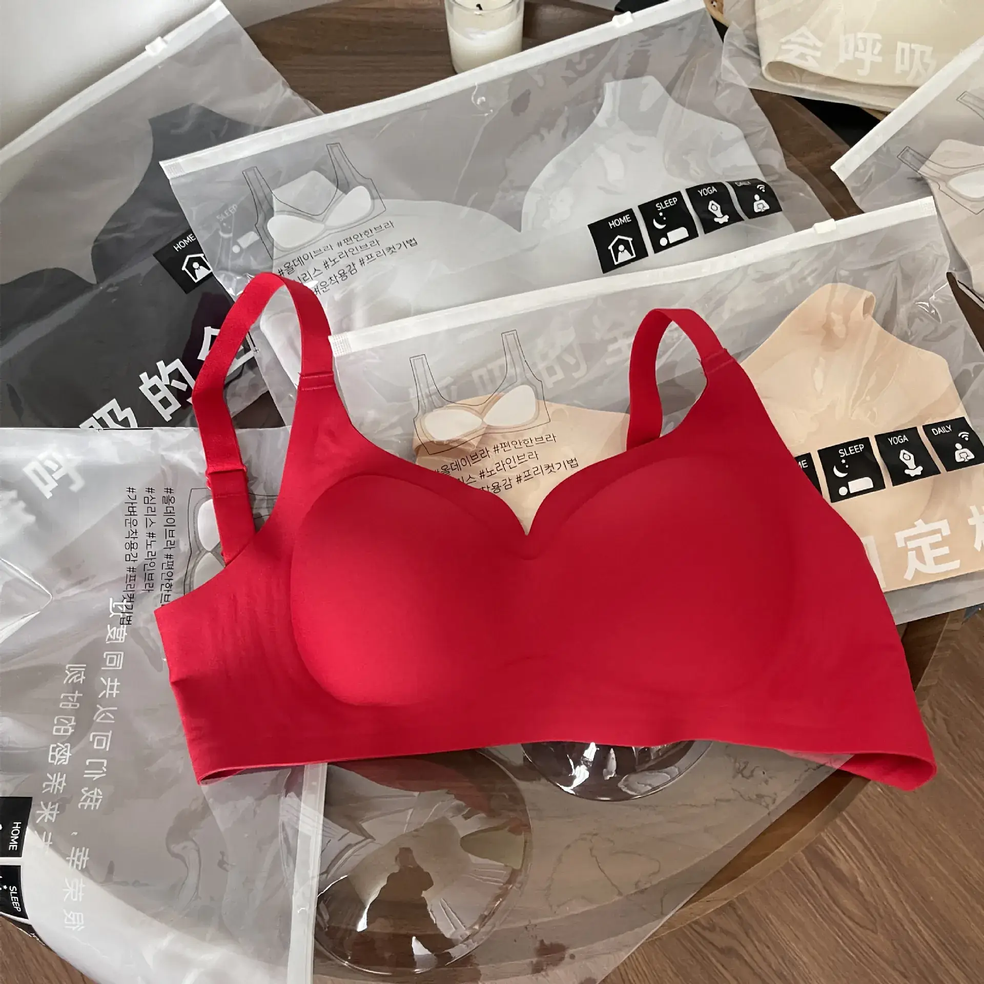 Red Back Sports Bra Small Chest Push-Up Fixed Cup Underwear - Image 10