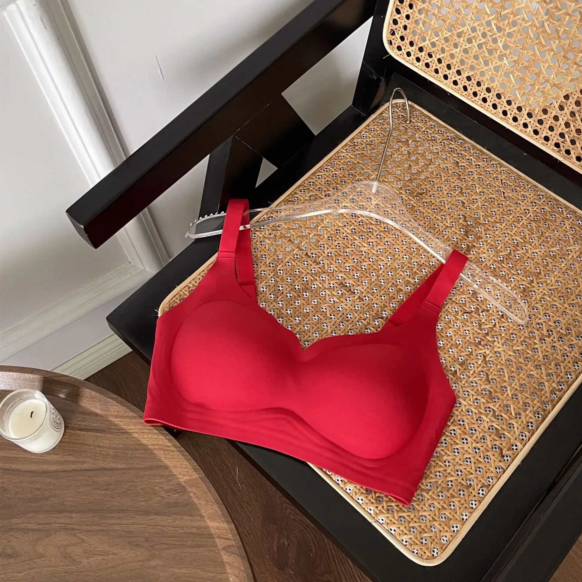 Red Back Sports Bra Small Chest Push-Up Fixed Cup Underwear - Image 6