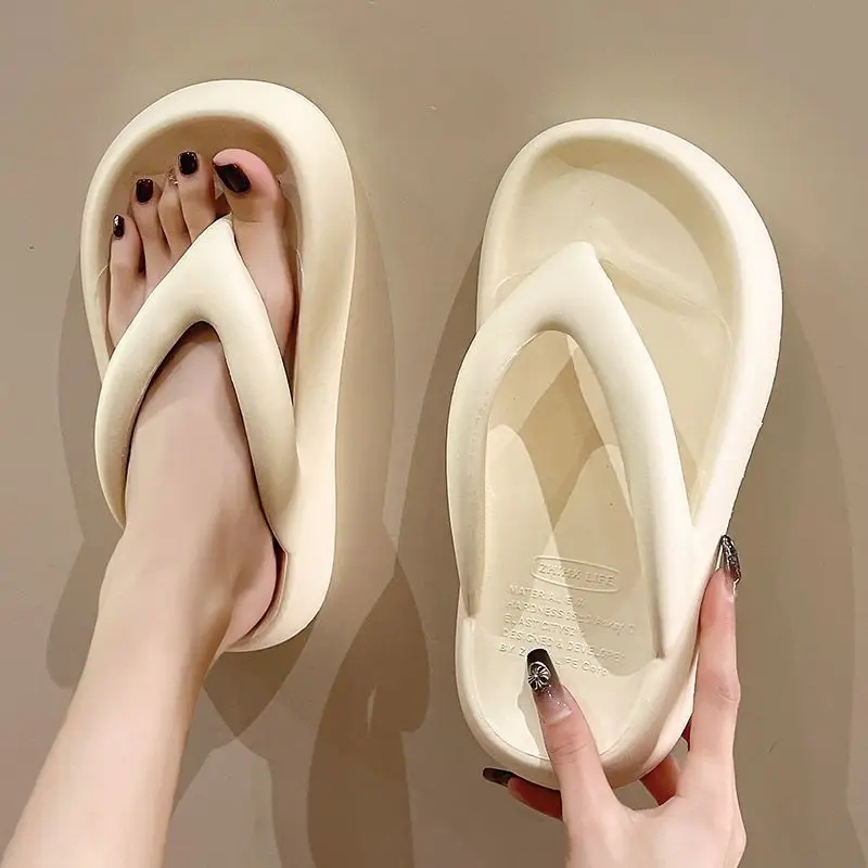 Seaside Beach Sandals for Women Summer Outer Wear Non-slip 2024 New Sanya Travel Thick-soled Flip-flops for Women - Image 6