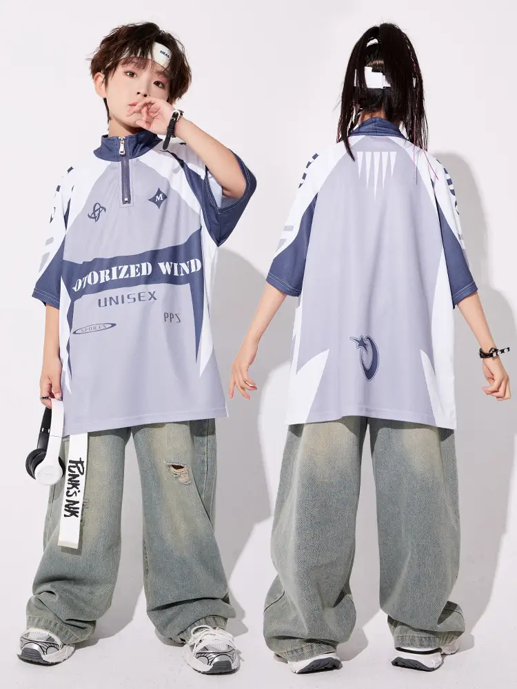 Boys Hip-hop Cool Loose T-Shirt Jeans Set - Image 9