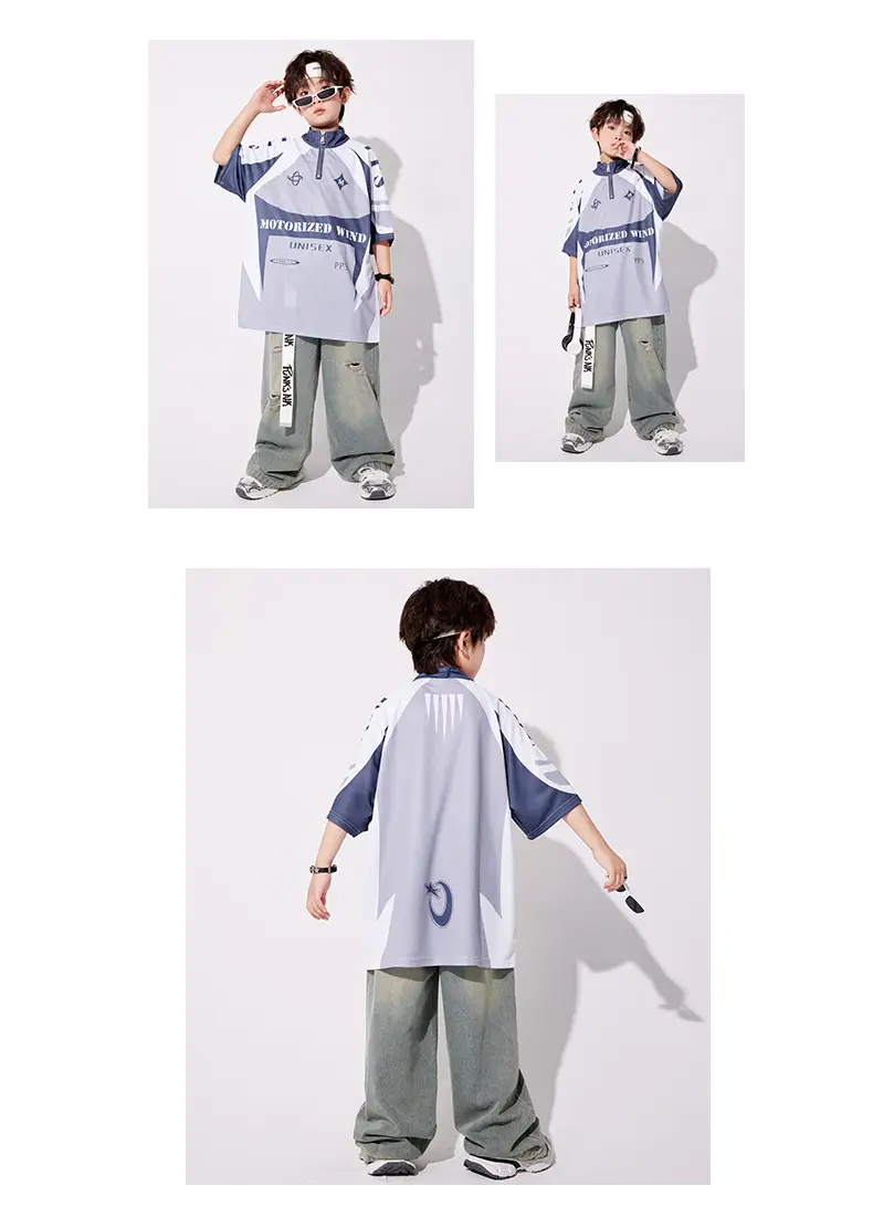 Boys Hip-hop Cool Loose T-Shirt Jeans Set — feature 7