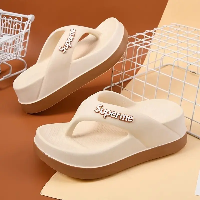 Summer Flip-flops Women's Outer Wear Height-increasing Fashionable Home Thick Bottom Non-slip Flip-toe Soft Bottom Lightweight All-match Sandals and Slippers for Women - Image 7