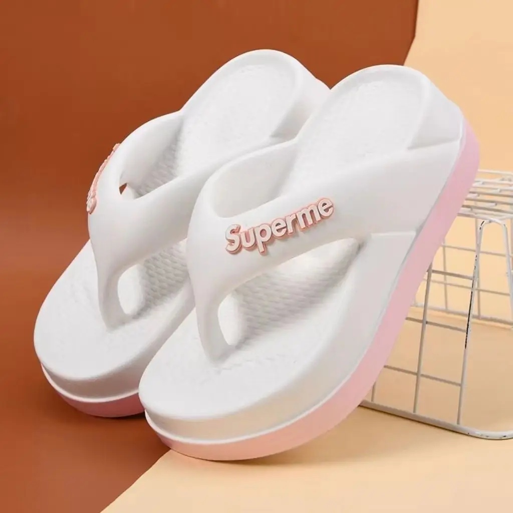 Summer Flip-flops Women's Outer Wear Height-increasing Fashionable Home Thick Bottom Non-slip Flip-toe Soft Bottom Lightweight All-match Sandals and Slippers for Women - Image 8