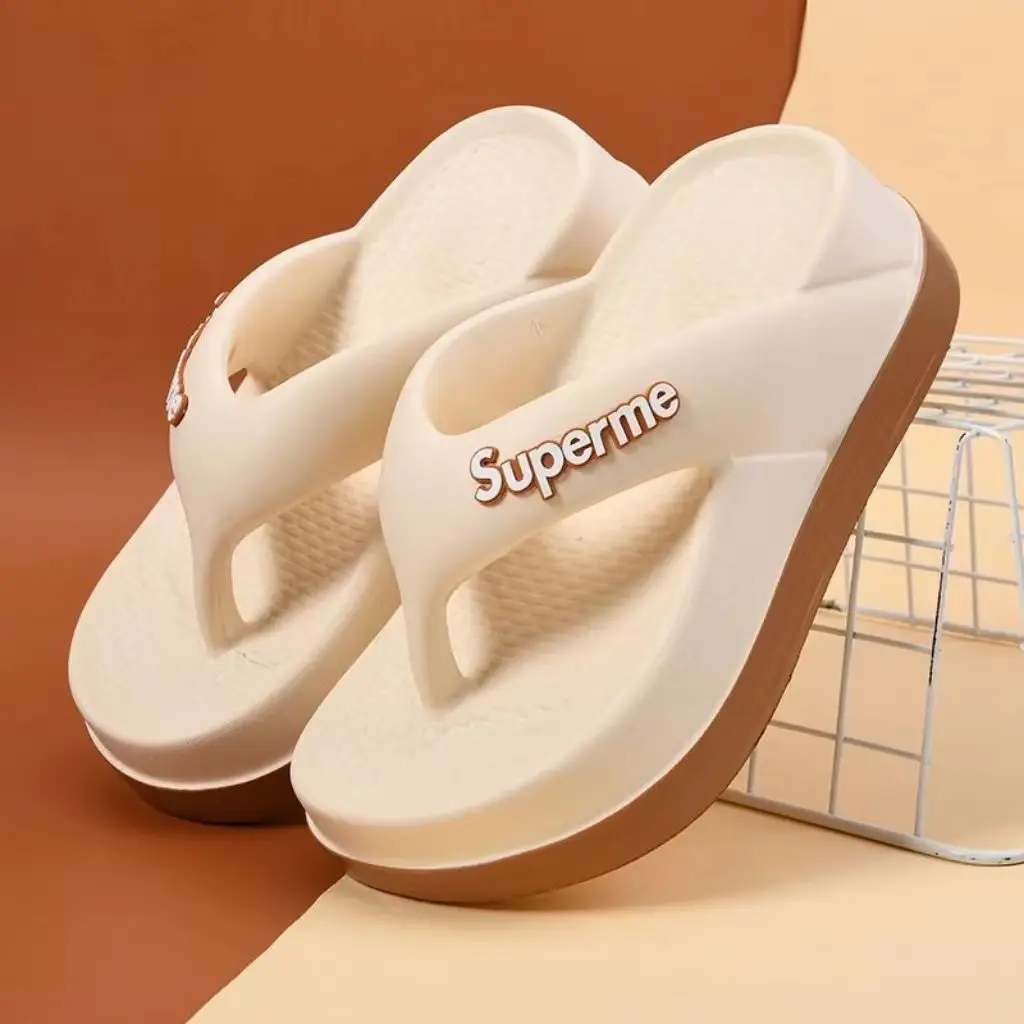 Summer Flip-flops Women's Outer Wear Height-increasing Fashionable Home Thick Bottom Non-slip Flip-toe Soft Bottom Lightweight All-match Sandals and Slippers for Women - Image 10