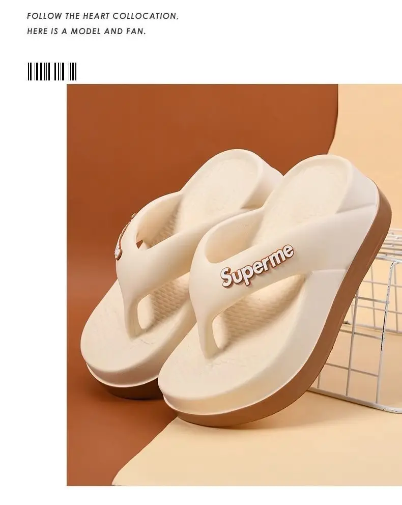 Summer Flip-flops Women's Outer Wear Height-increasing Fashionable Home Thick Bottom Non-slip Flip-toe Soft Bottom Lightweight All-match Sandals and Slippers for Women — feature 10