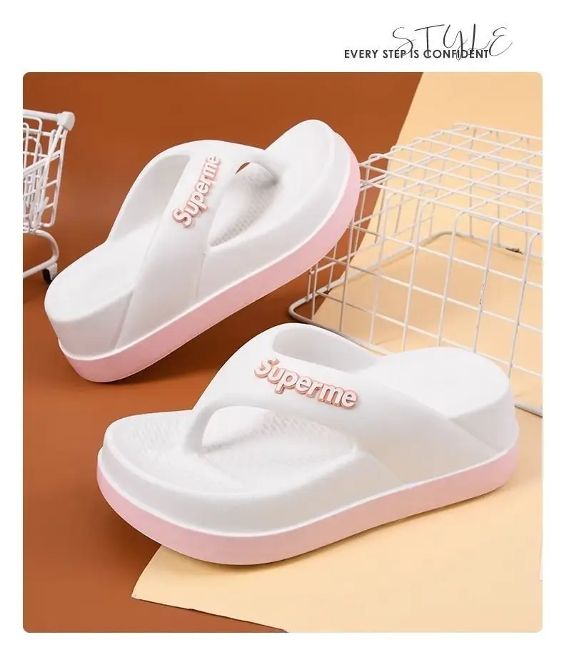 Summer Flip-flops Women's Outer Wear Height-increasing Fashionable Home Thick Bottom Non-slip Flip-toe Soft Bottom Lightweight All-match Sandals and Slippers for Women — feature 11