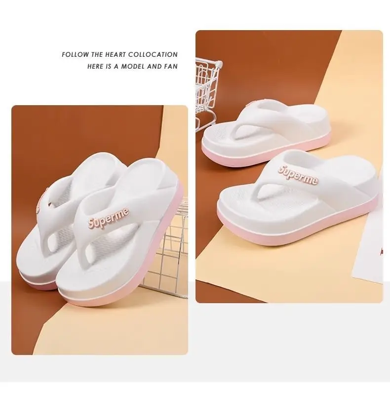 Summer Flip-flops Women's Outer Wear Height-increasing Fashionable Home Thick Bottom Non-slip Flip-toe Soft Bottom Lightweight All-match Sandals and Slippers for Women — feature 12
