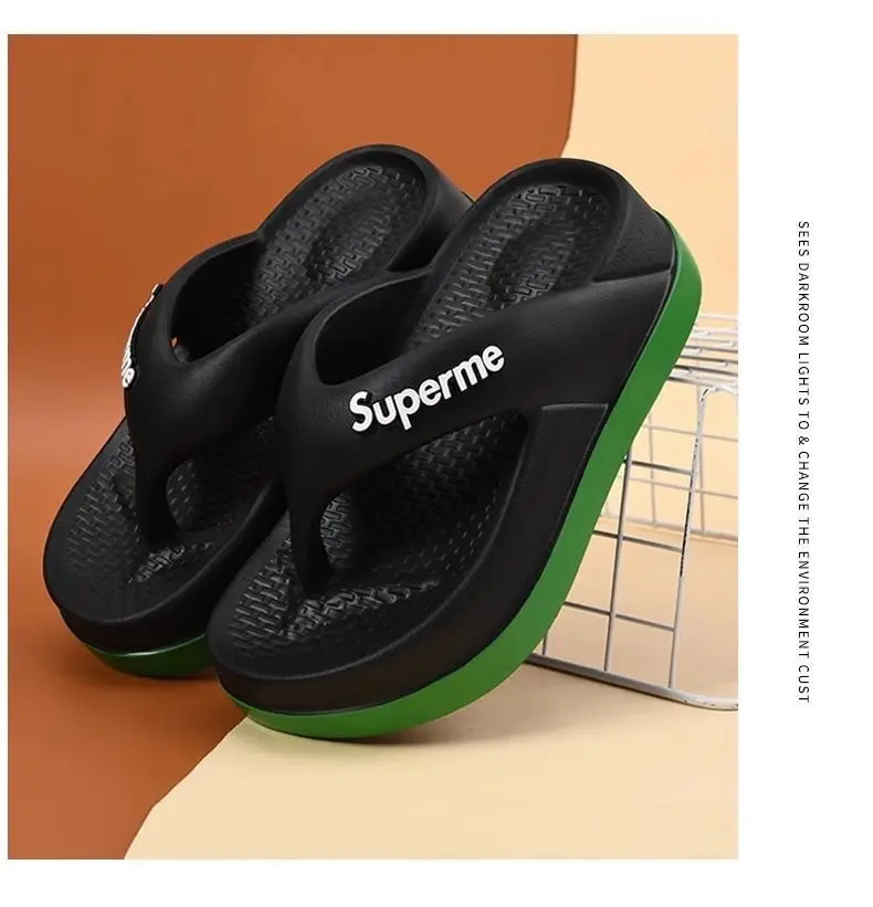 Summer Flip-flops Women's Outer Wear Height-increasing Fashionable Home Thick Bottom Non-slip Flip-toe Soft Bottom Lightweight All-match Sandals and Slippers for Women — feature 14