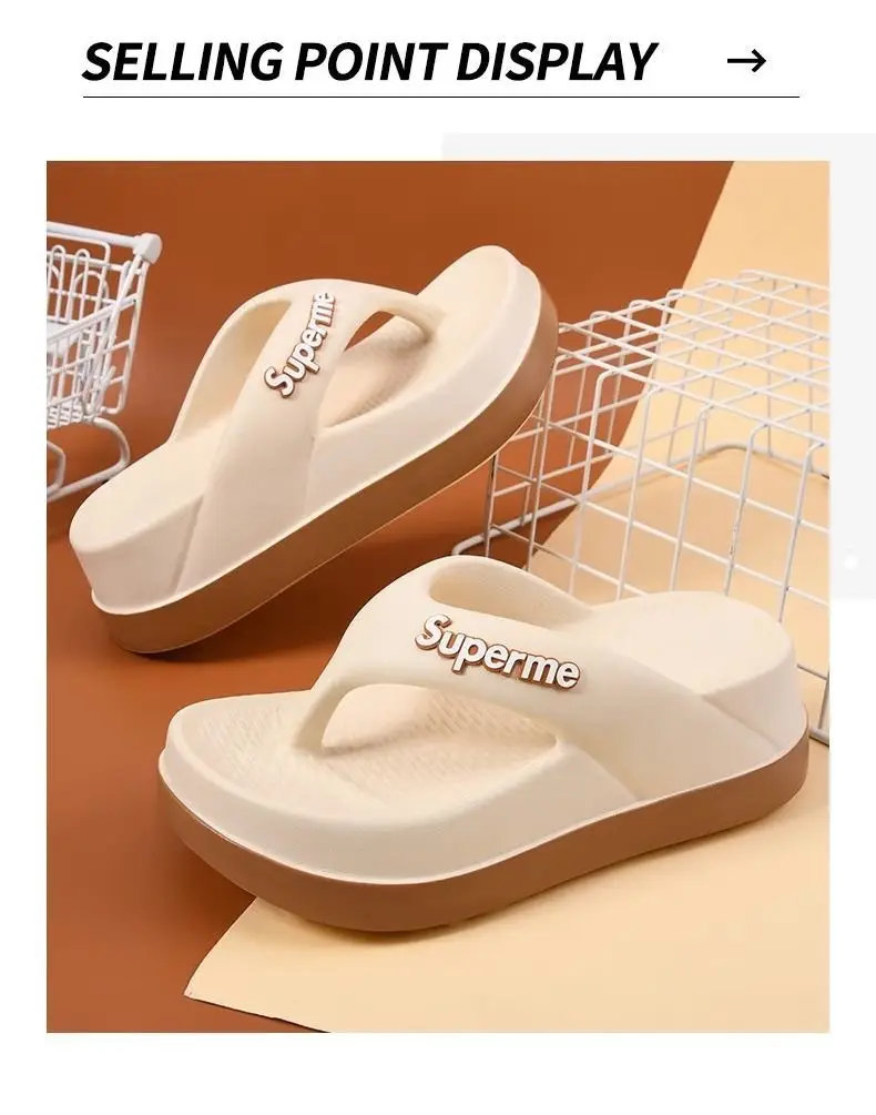 Summer Flip-flops Women's Outer Wear Height-increasing Fashionable Home Thick Bottom Non-slip Flip-toe Soft Bottom Lightweight All-match Sandals and Slippers for Women — feature 8