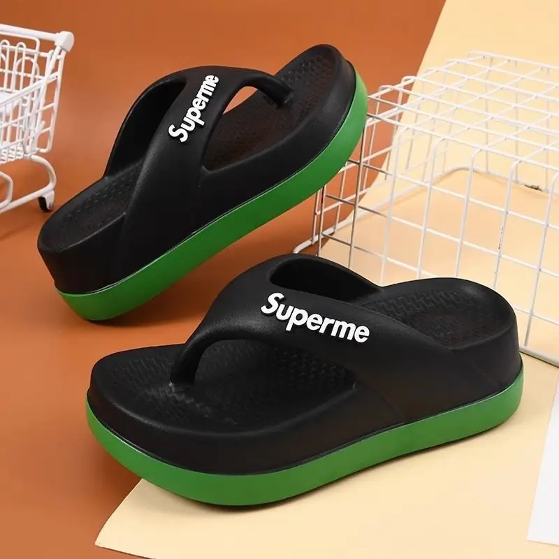 Summer Flip-flops Women's Outer Wear Height-increasing Fashionable Home Thick Bottom Non-slip Flip-toe Soft Bottom Lightweight All-match Sandals and Slippers for Women