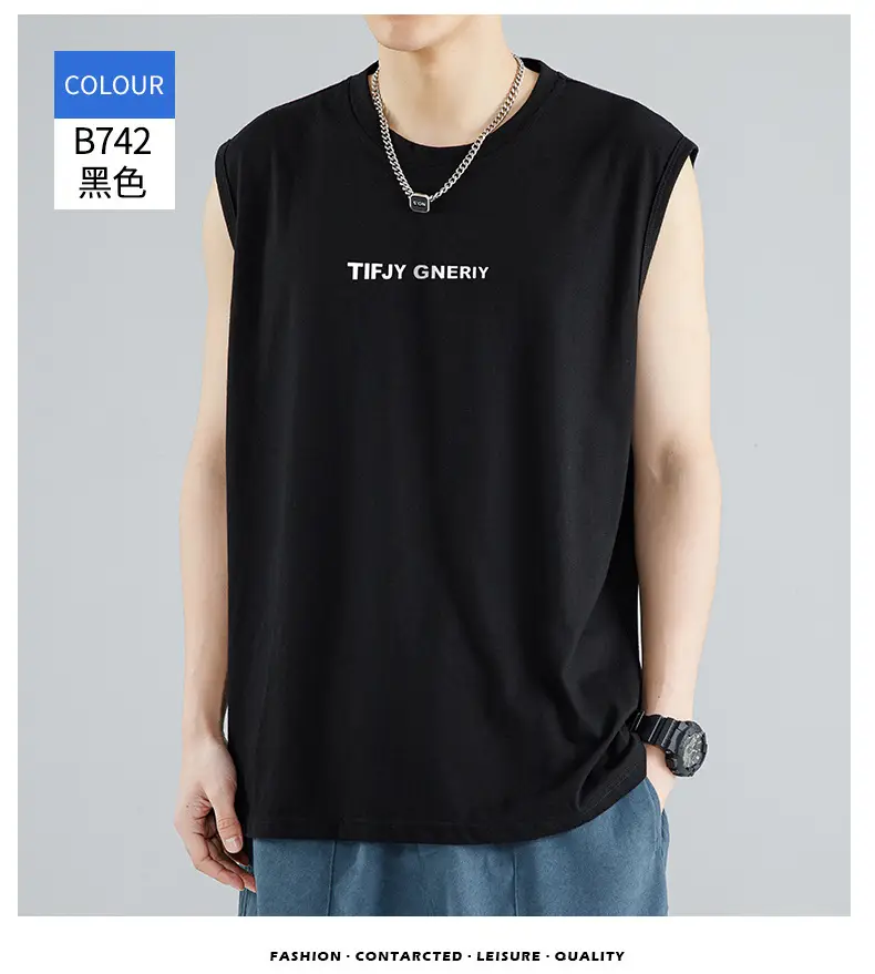 Men's Ice Silk Sleeveless T-Shirt Black Grey Pack — feature 14