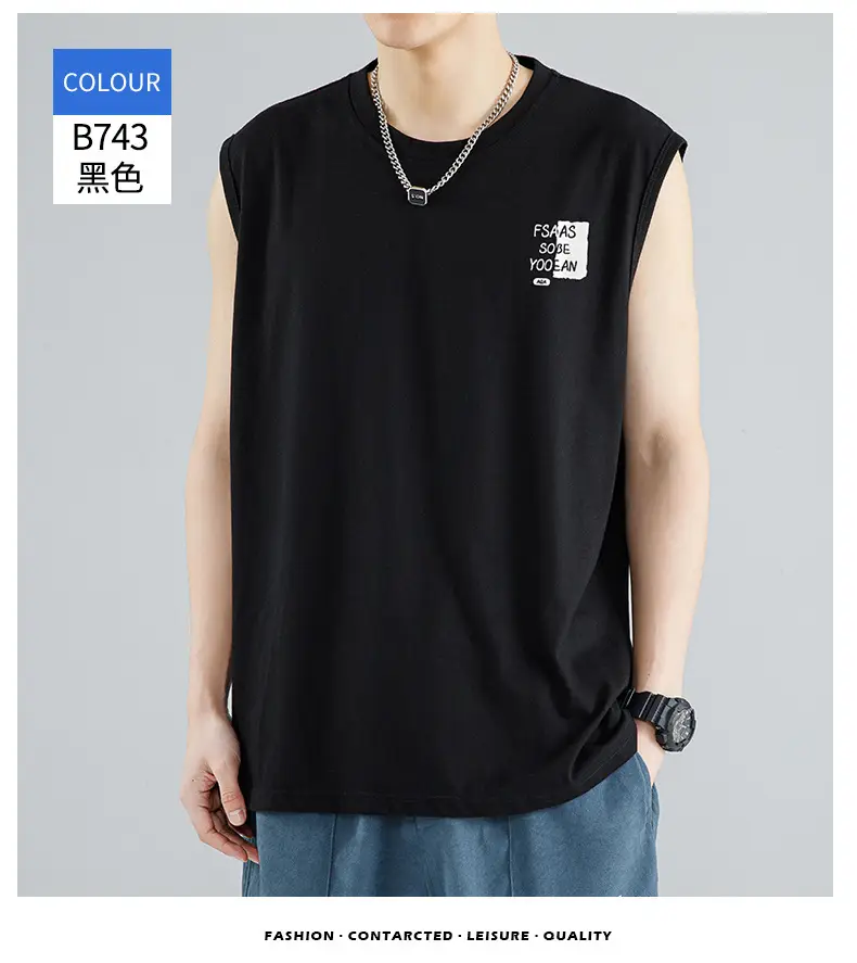 Men's Ice Silk Sleeveless T-Shirt Black Grey Pack — feature 19