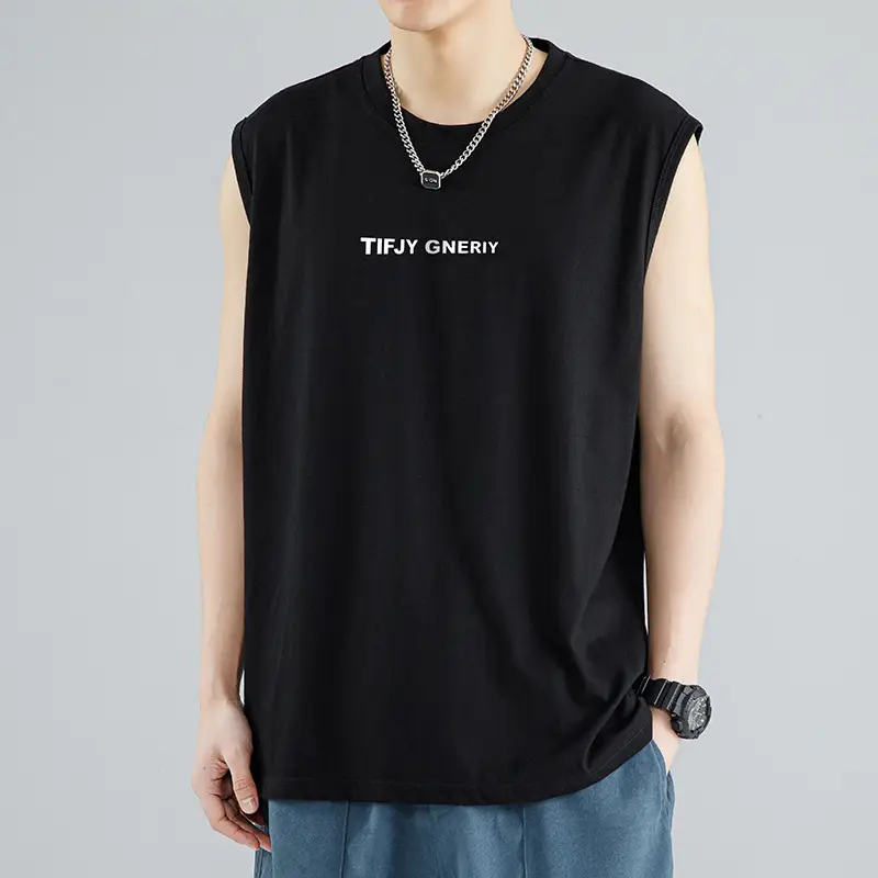 Men's Ice Silk Sleeveless T-Shirt Black Grey Pack