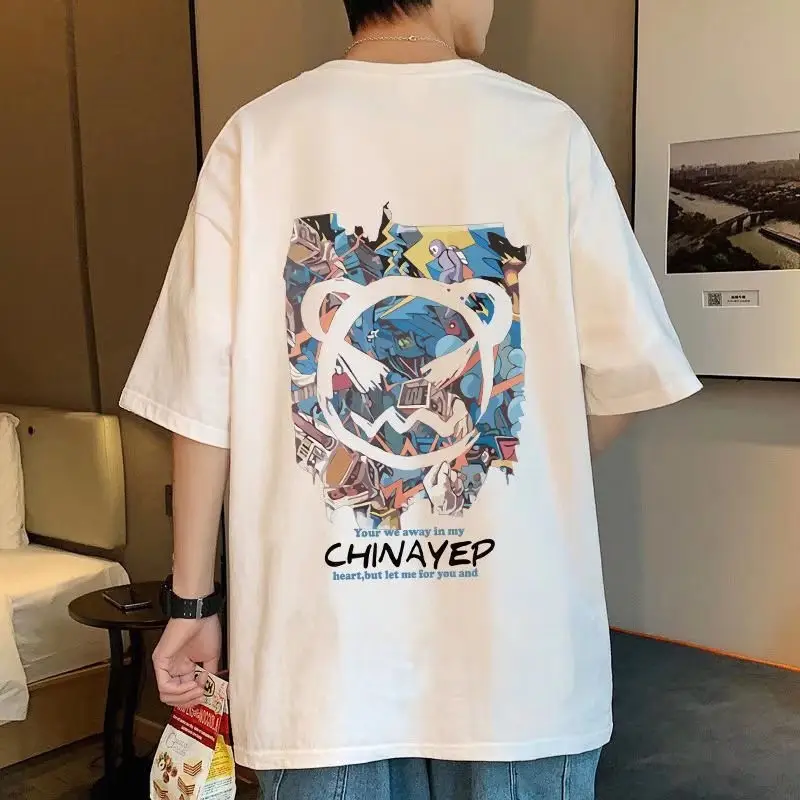 Men Black Graphic T-Shirt Loose Fit Short Sleeve - Image 5