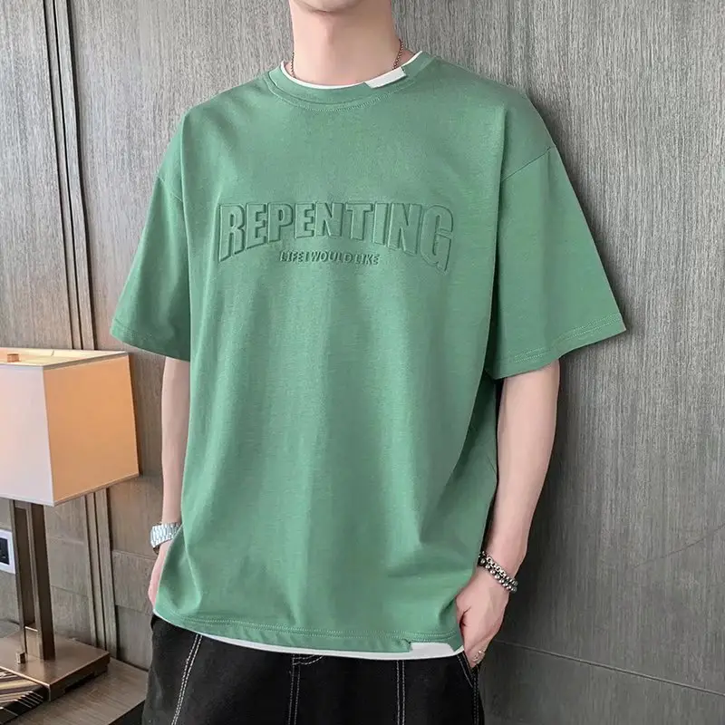 Men White Printed T-Shirt Loose Sleeve Casual Wear - Image 2
