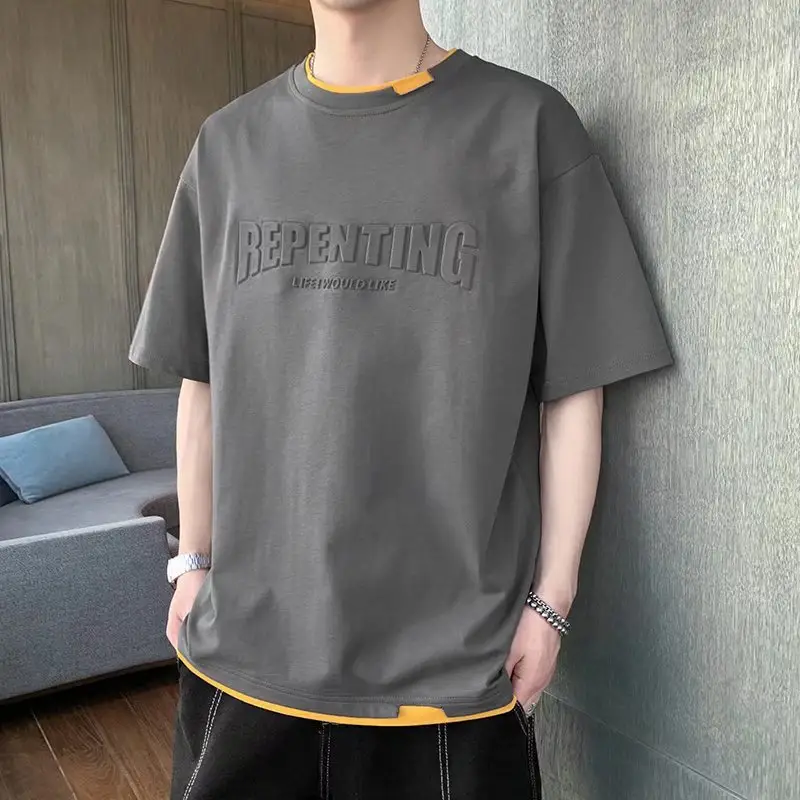 Men White Printed T-Shirt Loose Sleeve Casual Wear - Image 4