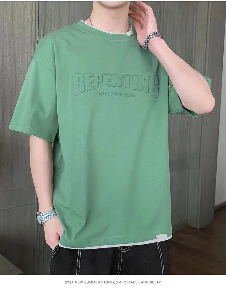 Men White Printed T-Shirt Loose Sleeve Casual Wear — feature 10