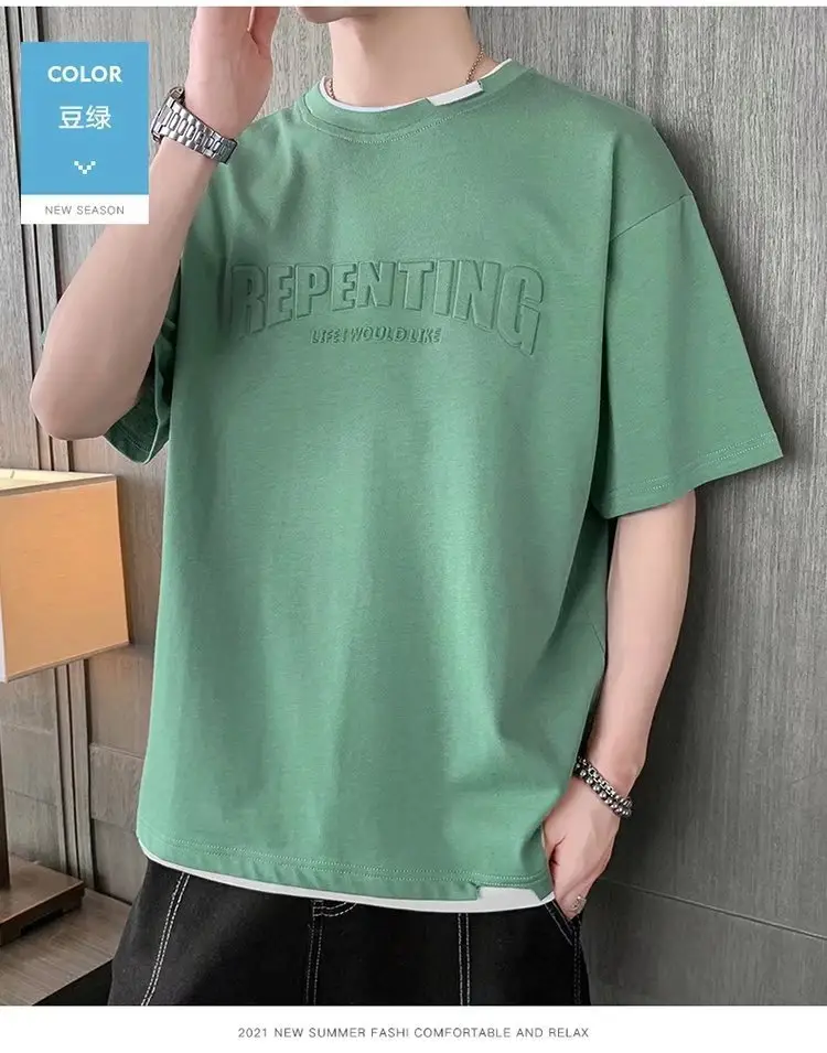 Men White Printed T-Shirt Loose Sleeve Casual Wear — feature 23