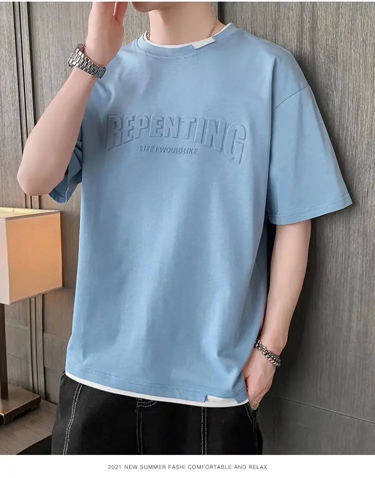 Men White Printed T-Shirt Loose Sleeve Casual Wear — feature 6