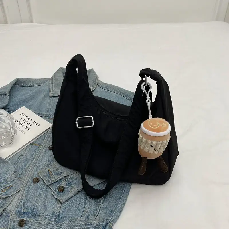 Black Crossbody Bag Women Nylon Travel Water Resistant