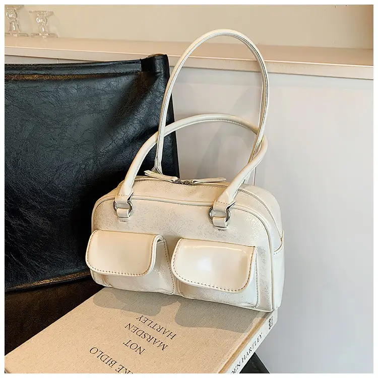 Silver Women's Large Capacity Shoulder Bag Boston Style — feature 15