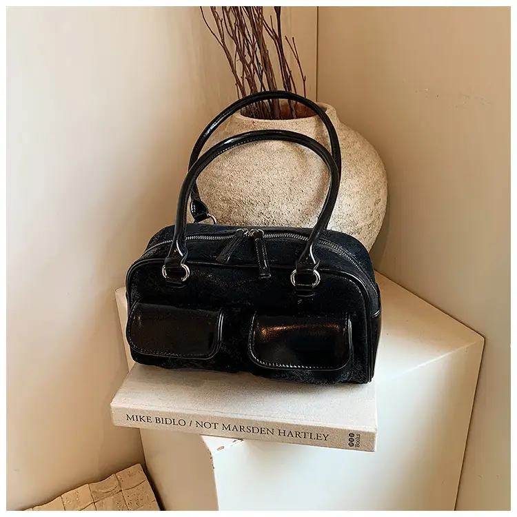 Silver Women's Large Capacity Shoulder Bag Boston Style — feature 17