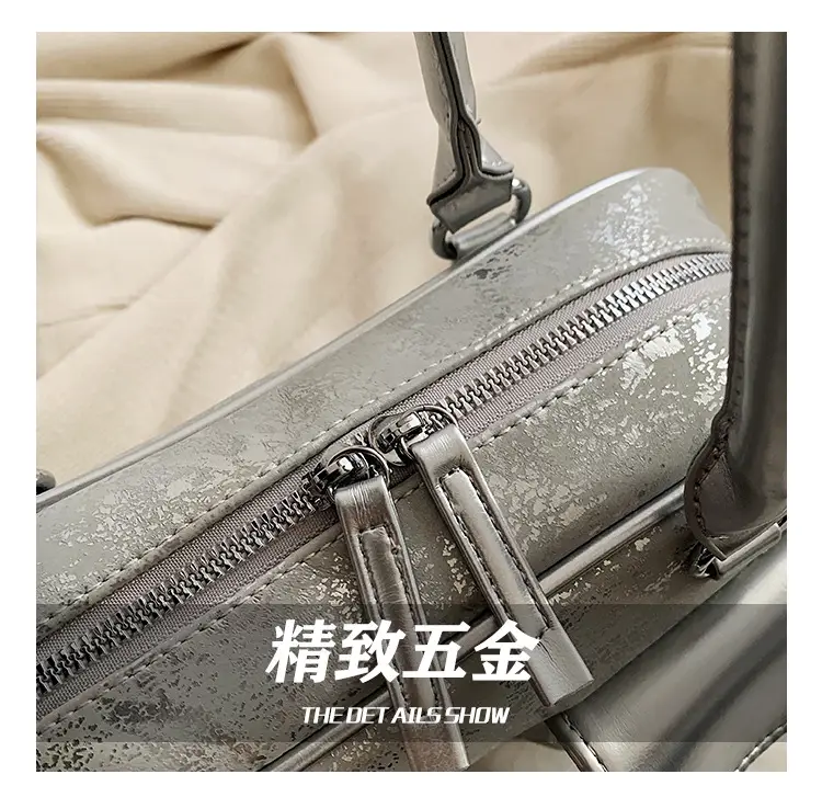 Silver Women's Large Capacity Shoulder Bag Boston Style — feature 4