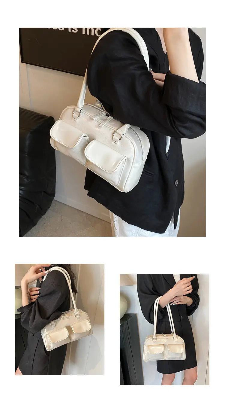 Silver Women's Large Capacity Shoulder Bag Boston Style — feature 7