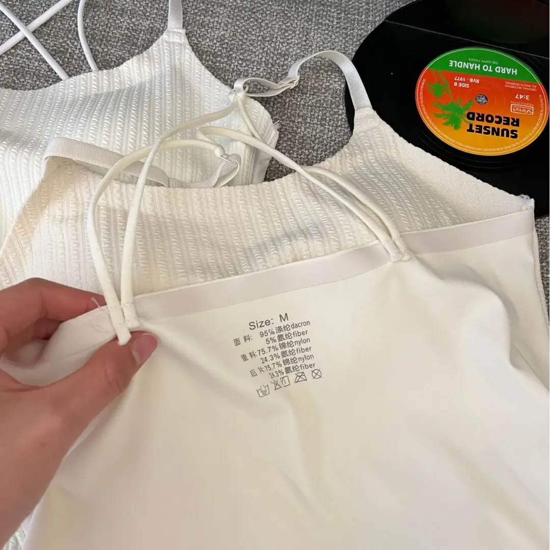 Striped Skinny Base Camisole Twist Explosive Folded Belt Chest Pad Outer Wear Base Beauty Back Camisole Women