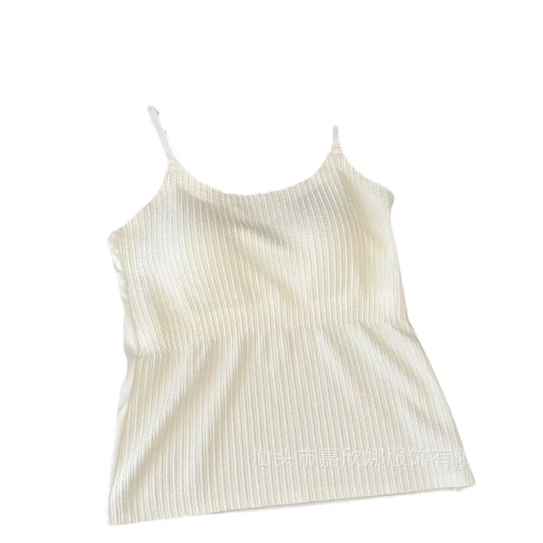 Striped Skinny Base Camisole Twist Explosive Folded Belt Chest Pad Outer Wear Base Beauty Back Camisole Women