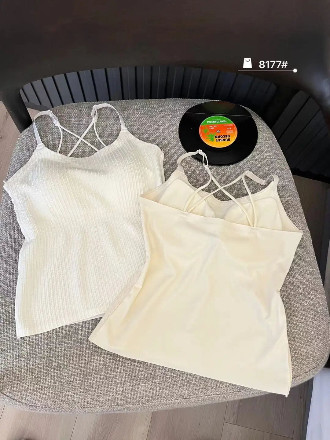 Striped Skinny Base Camisole Twist Explosive Folded Belt Chest Pad Outer Wear Base Beauty Back Camisole Women — feature 14
