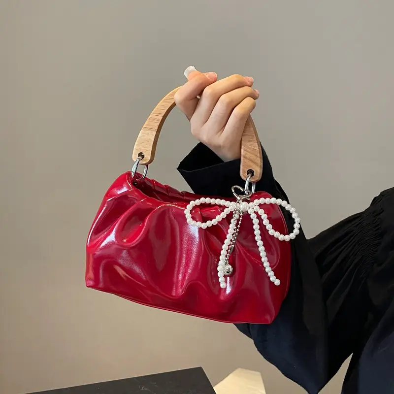 Red Rhinestone Bow Shoulder Bag for Women - Image 4