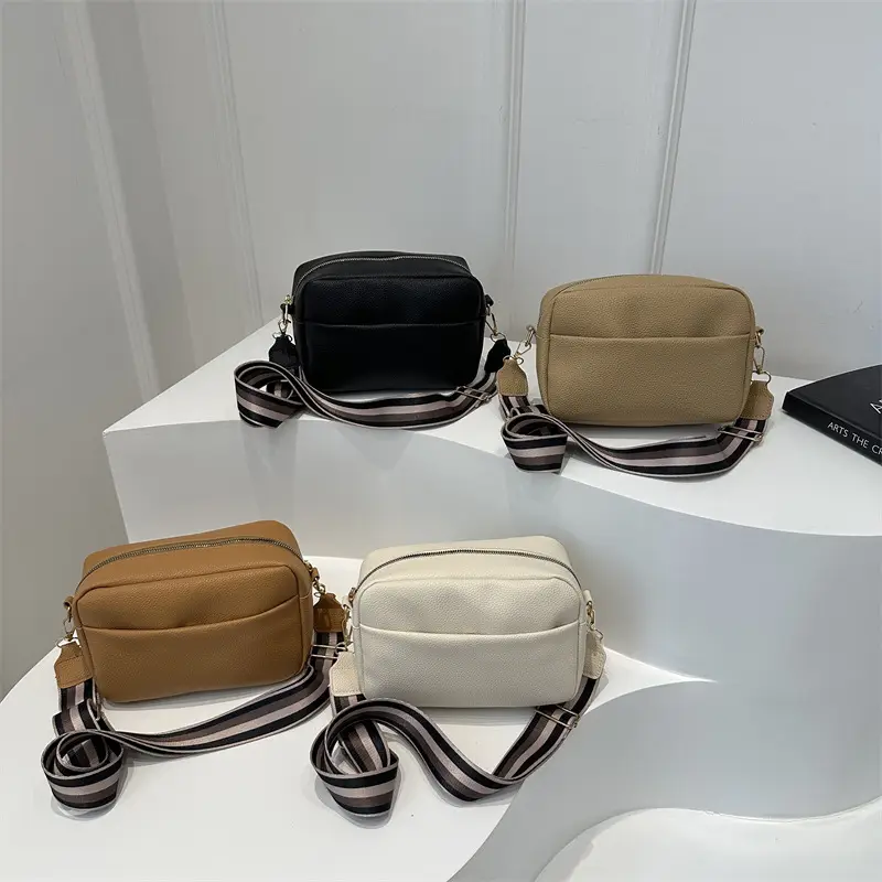 Women's New Fashion Retro Textured Crossbody Bag Beige - Image 5