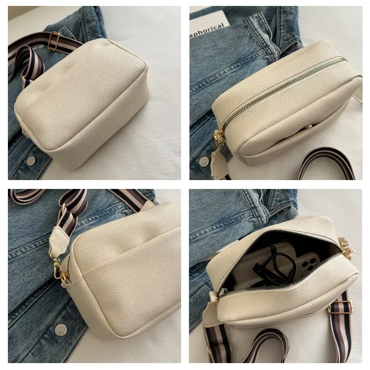 Women's New Fashion Retro Textured Crossbody Bag Beige — feature 8