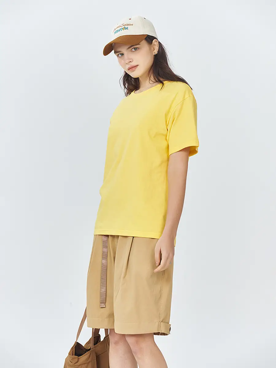 Loose Fit Yellow Cotton T-Shirt Large Unisex