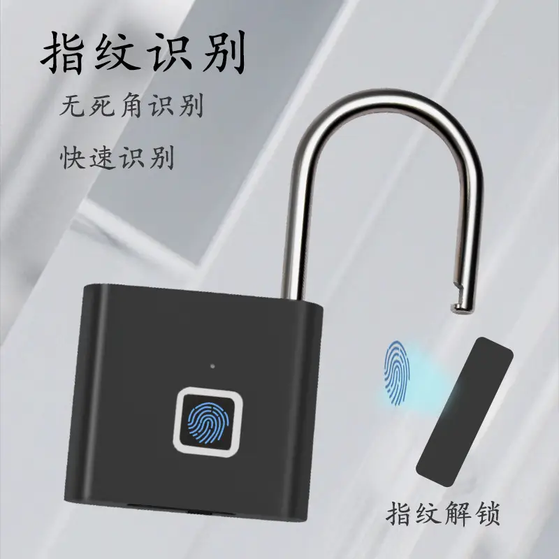 Intelligent Fingerprint Padlock Outdoor Waterproof Anti-rust Padlock Intelligent Electronic Padlock Head Door Anti-theft Code Lock Cabinet