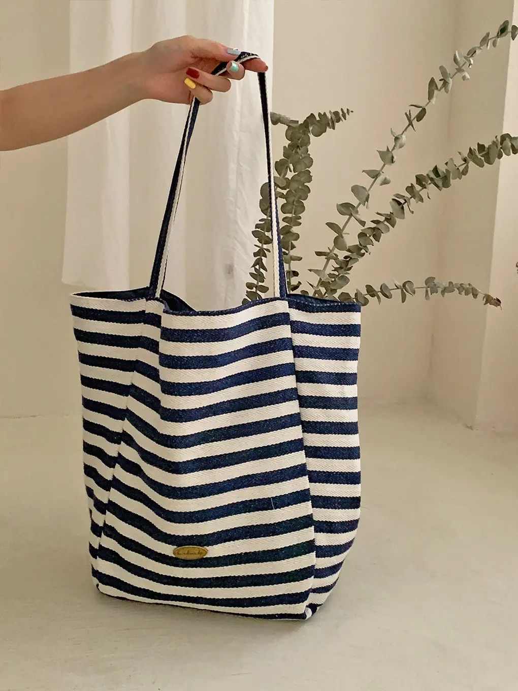 Korean Style Striped Canvas Tote Bag Large Capacity — feature 16