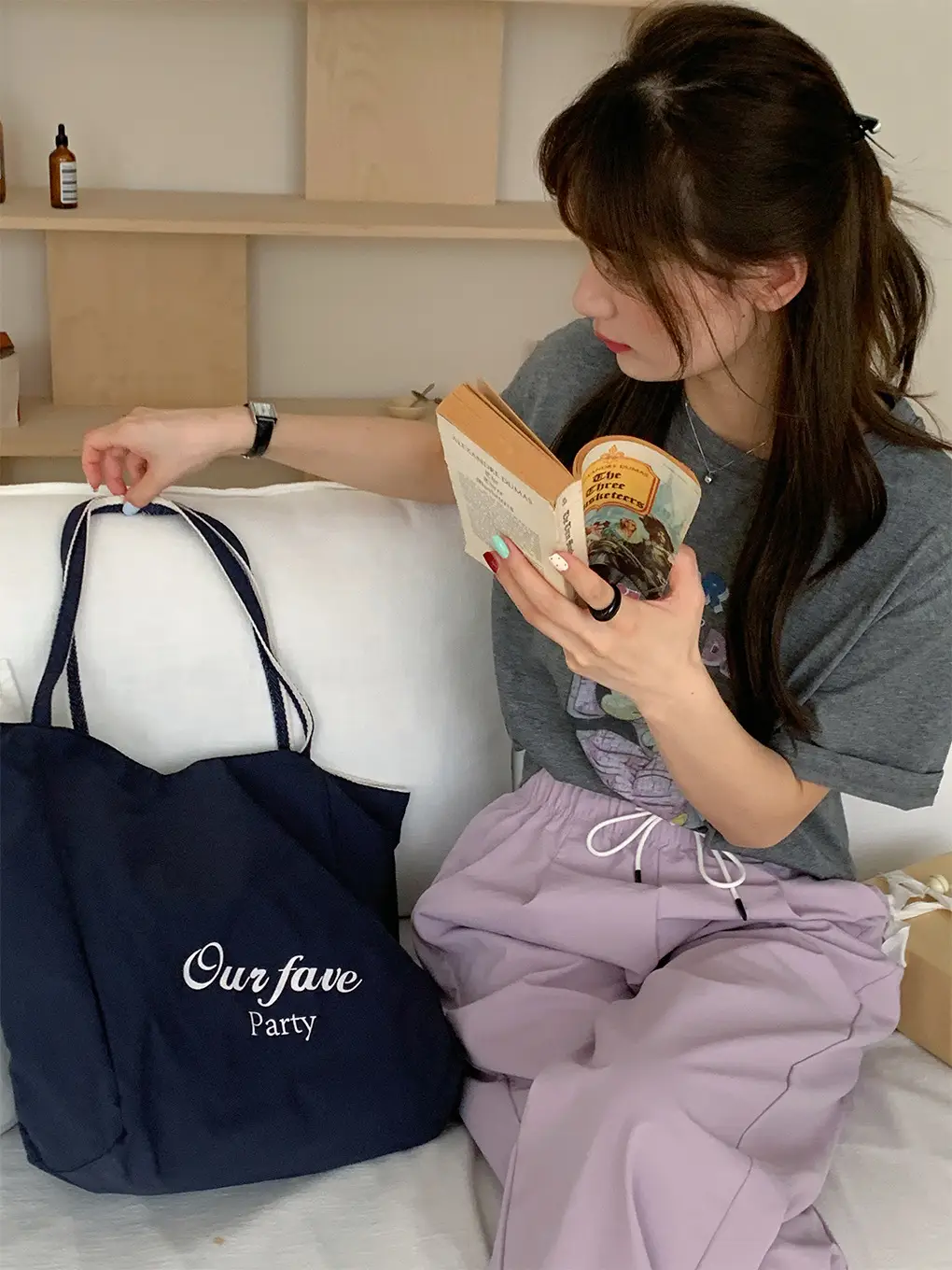 Korean Style Striped Canvas Tote Bag Large Capacity — feature 21