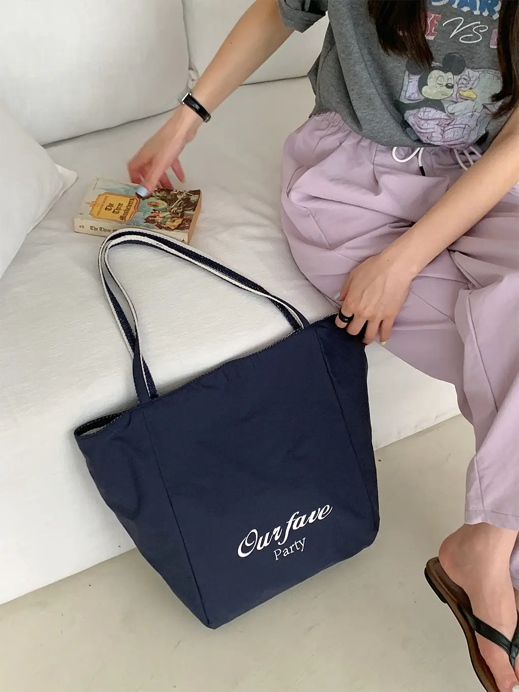 Korean Style Striped Canvas Tote Bag Large Capacity — feature 22