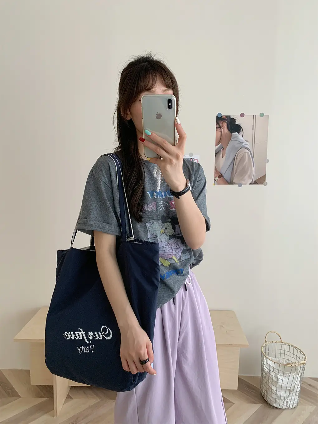 Korean Style Striped Canvas Tote Bag Large Capacity — feature 23