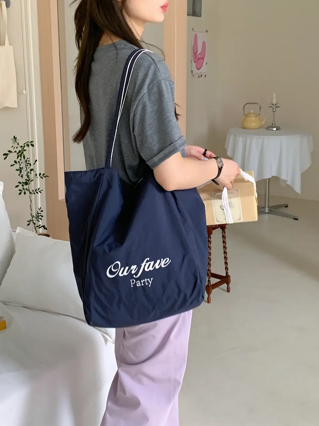 Korean Style Striped Canvas Tote Bag Large Capacity — feature 26
