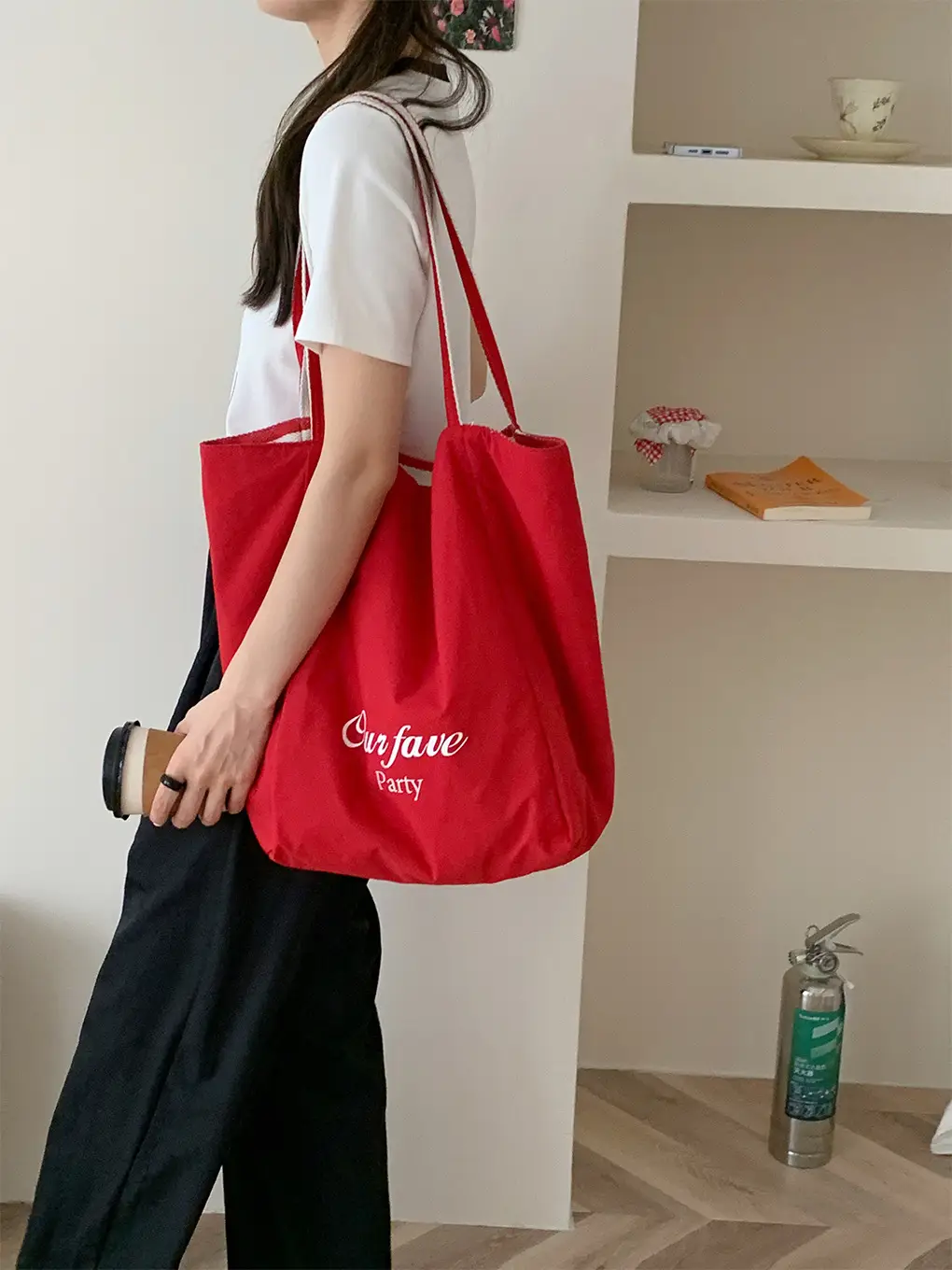 Korean Style Striped Canvas Tote Bag Large Capacity — feature 29